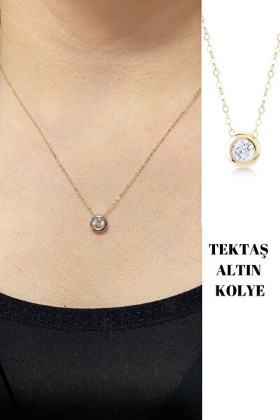 Hepimitu Tektaş Altın Kolye