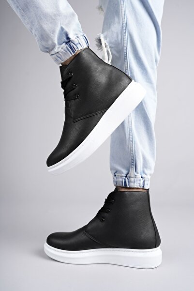 Zerenyus Ανδρικά αθλητικά μποτάκια OSLO Lace-Up Skin Μαύρα Λευκά