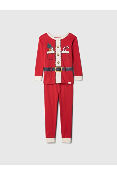 GAP Bebek Kırmızı %100 Organik Pamuk Desenli Pijama Takımı