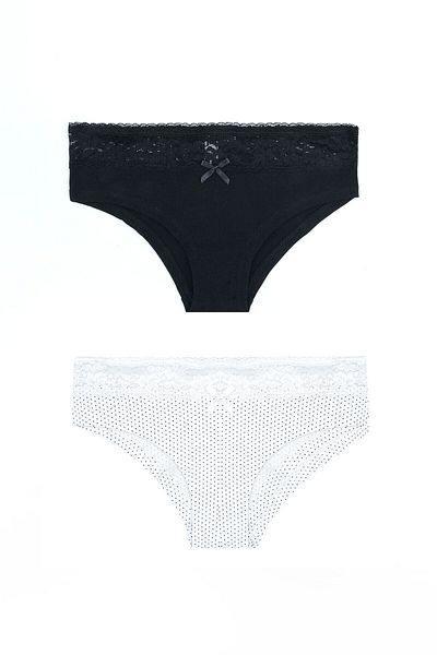 NBB Black and White Set of 2 Lacy Hipster Panties