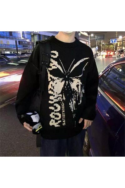 Karakedi Hanorac supradimensionat Anime Harajuku Butterfly