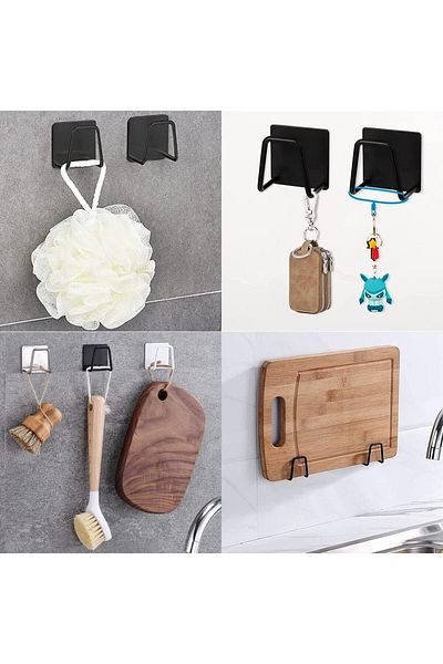 Sea Home 4 Pcs Black Dish Sponge Holder 3m Adhesive Steel Dish Sponge Holder Hanger M-Sng1