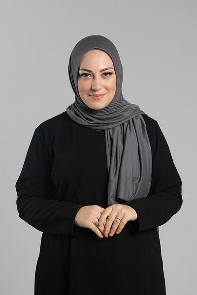 HÜRREM BONE Anthracite Practical Ready-made Snap Shawl Viscose Μπροστινό σφουγγάρι χτενισμένο βαμβακερό σάλι 2202_25