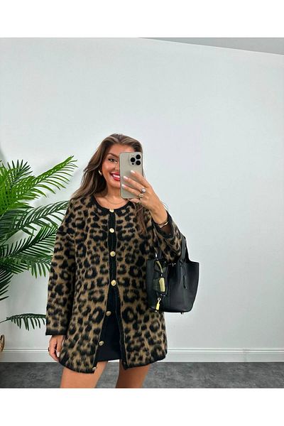 Pulli Collection Ζακέτα Leopard με υφή κασμίρ