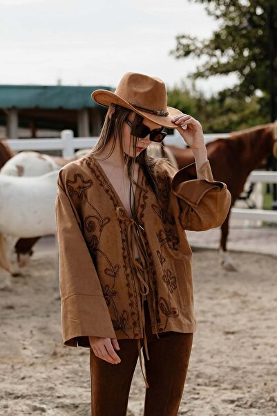 Sia Collection Süzeneli Süet Hırka Camel