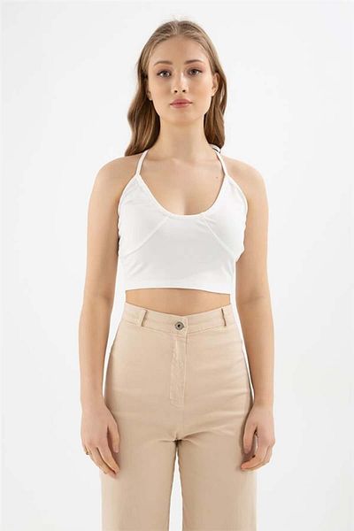 Modaset Bluză Crop Crop Albă