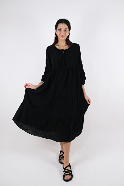 Türkiş Otantik MÜSLİN UZUN MAYA ELBİSE