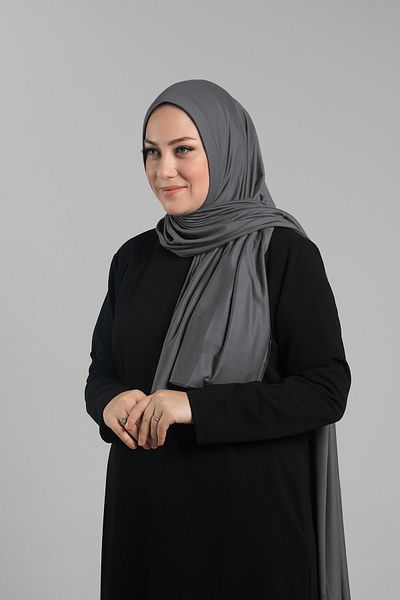 HÜRREM BONE Anthracite Practical Ready-made Snap Shawl Viscose Μπροστινό σφουγγάρι χτενισμένο βαμβακερό σάλι 2202_25
