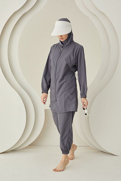 NBB Anthracite Hijab Swimsuit - Plain Pattern