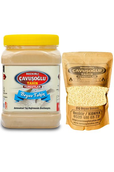 Bozkırlı Çavuşoğlu White Tahini 930g White Unroasted Raw Sesame 500g