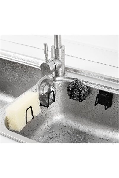 MAİN SHOP 4 τεμάχια Μαύρη αυτοκόλλητη βάση για σφουγγάρι πιάτων από ανοξείδωτ...