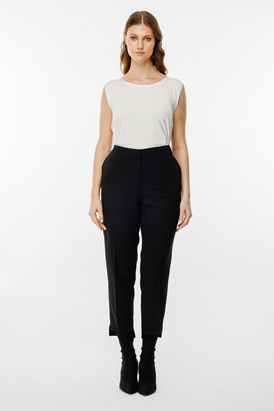 Ekol Plus Size Black Elastic Waist Pants 4017