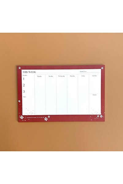 Haftalık Planlayıcı Kırmızı Bloknot