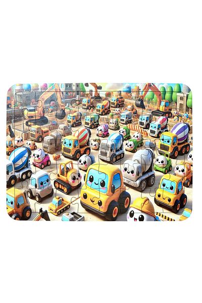 Uçandaire Vehicles in Construction Puzzle 40 Pieces Wooden Puzzle 31X21Cm