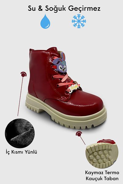playup design office Playup Girls' Boots - Non-Slip Sole, Cold Resistant, Red