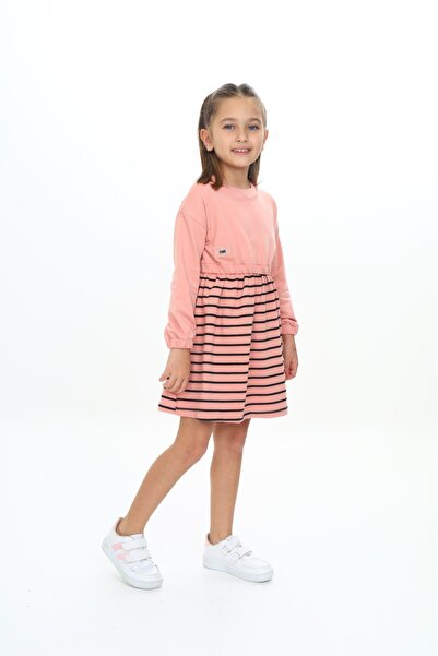 Toontoy Φόρεμα για κορίτσια με λεπτομέρεια με ρίγες με κέντημα