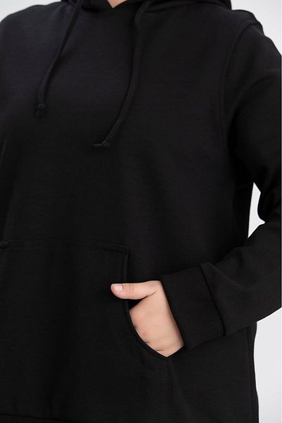 RMG Black Plus Size Cotton Tracksuit Set - Thick