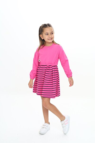 Toontoy Φόρεμα για κορίτσια με λεπτομέρεια με ρίγες με κέντημα