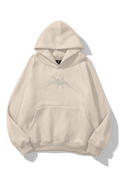 Trendiz Vintage Unisex Spider εμπριμέ φούτερ σε πέτρινο χρώμα