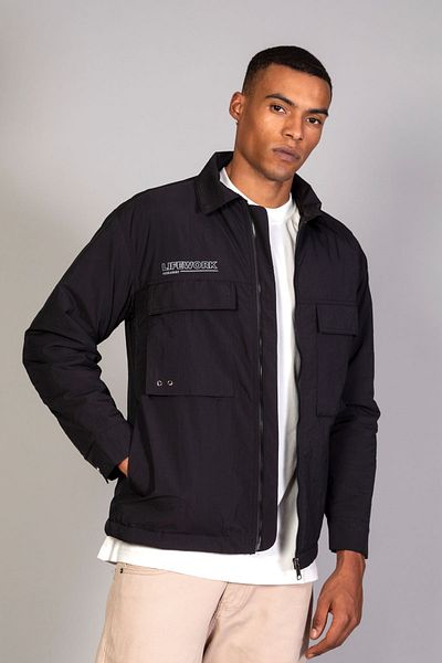 LTC Jeans Men's Black (WITH QUILTED FIBER INSIDE) Relaxed Fit Crinkle Puffer Jacket