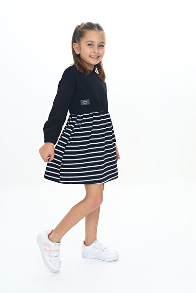 Toontoy Φόρεμα για κορίτσια με λεπτομέρεια με ρίγες με κέντημα