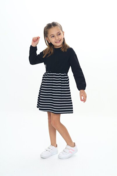 Toontoy Φόρεμα για κορίτσια με λεπτομέρεια με ρίγες με κέντημα