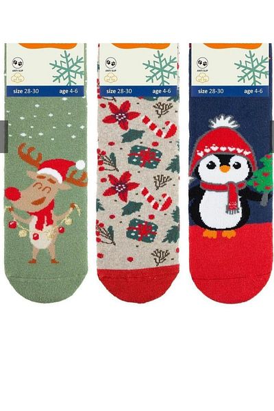 Emilakids 3-Piece New Year's Anti-Slip Towel Children's Winter Socks