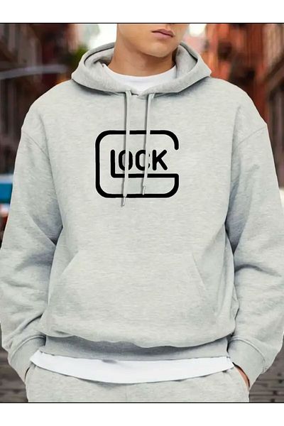 Medinenur Lock Printed Hooded Pocket Sweatshirt
