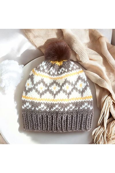 Baykuşca Orange Blue Cream Knitted Beret - New Year's Gift, Personalized, Wool Beret, Gift for Lover