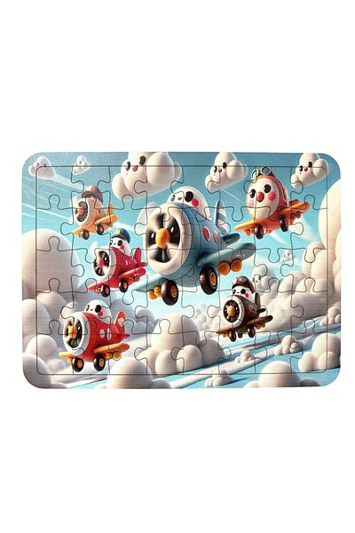 Uçandaire Planes Puzzle 40 Pieces Wooden Puzzle 31X21Cm