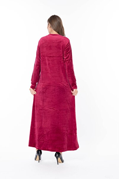 mervemoda Women's Long Sleeve Velvet Dress