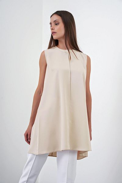 Zühre Beige Crew Neck Sleeveless Underwear I-0007