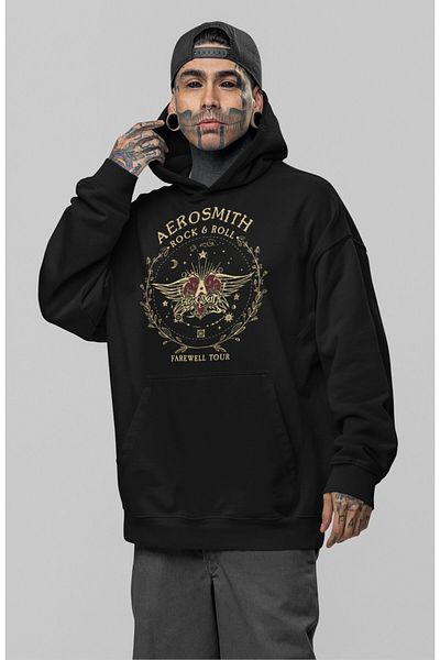 Fuddy Moda Φούτερ με κουκούλα με κουκούλα με στάμπα Aerosmith Rock And Roll
