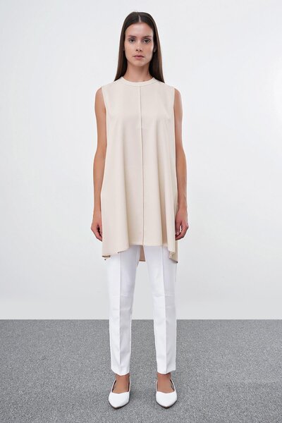 Zühre Beige Crew Neck Sleeveless Underwear I-0007