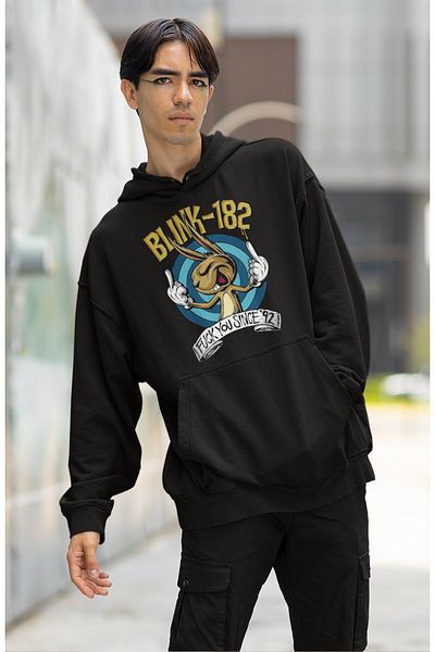 Fuddy Moda Унисекс суитшърт Blinds-182 с голям размер, суитшърт с качулка с голям размер на рок група