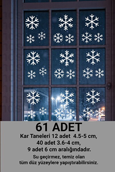 hdsticker 61 Adet Kar Taneleri Yılbaşı Yeni Yıl Temalı Sticker Seti Etiket Tü...