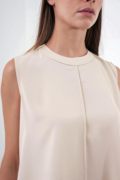 Zühre Beige Crew Neck Sleeveless Underwear I-0007