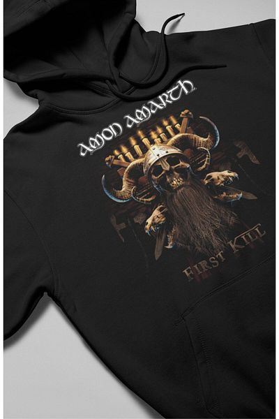 Fuddy Moda Hanorac unisex cu glugă Amon Amarth First Kill scris, hanorac supradimensionat cu imprimeu Rock Band