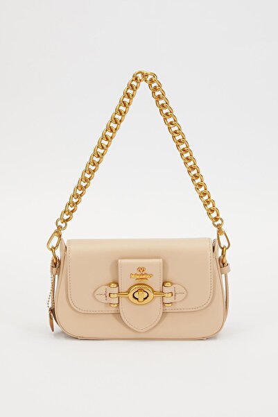 Levidor Τσάντα ώμου με κλειδαριά με πτυσσόμενο κάλυμμα μοντέλου 930244 σε χρώμα καφέ