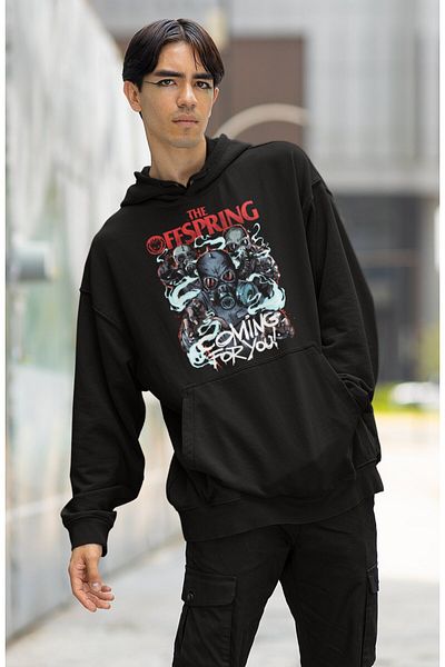 Fuddy Moda Унисекс суитшърт с качулка Offspring Written - Суитшърт с качулка и принт на рок група