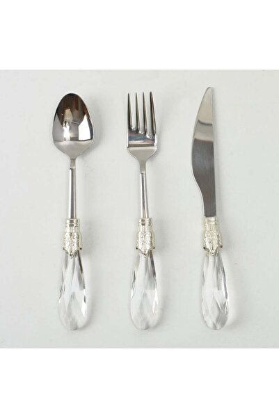 ÇAMLICA HOME 18 Parça Tatlı Çatal Kaşık Bıçak Seti Gümüş