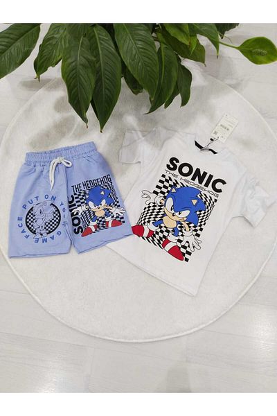 Store Sonic Printed Boys' Summer Suit Double Suit