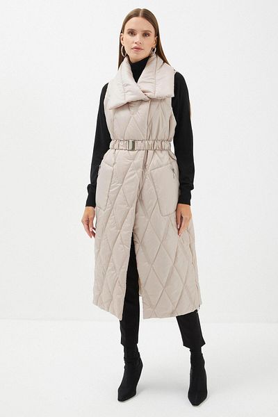 Zühre Quilted Stone Long Inflatable Vest Y-0074