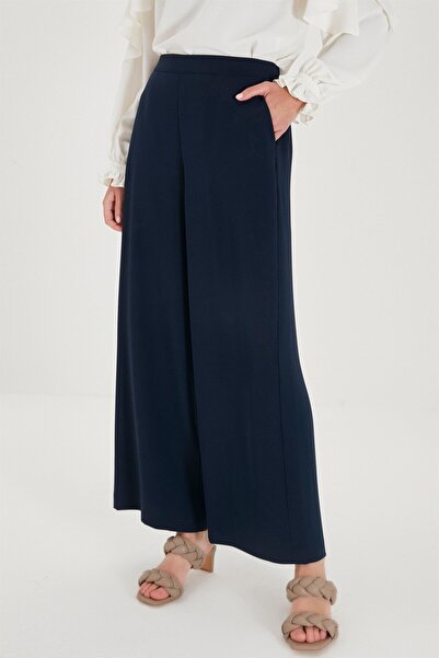 Zühre Bol Paça Lacivert Kumaş Pantolon P-0013