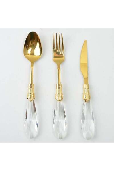 ÇAMLICA HOME 18 Parça Yemek Çatal Kaşık Bıçak Seti Altın Titanyum