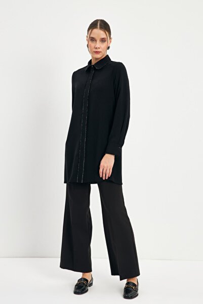 Zühre Black Tunic - Stripe Detail, T-1498