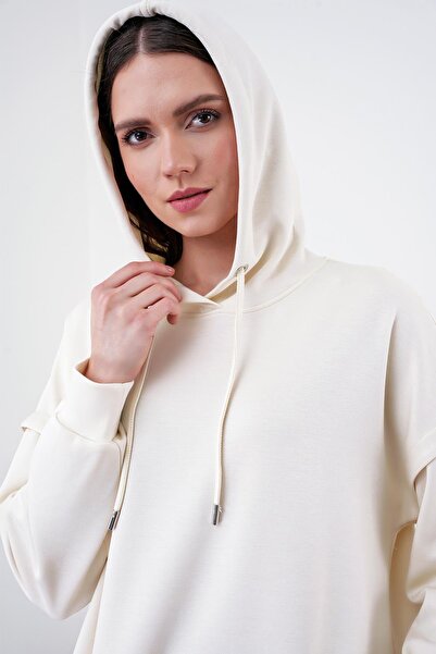 Zühre Φούτερ Ecru Comfort με κουκούλα - T-1472