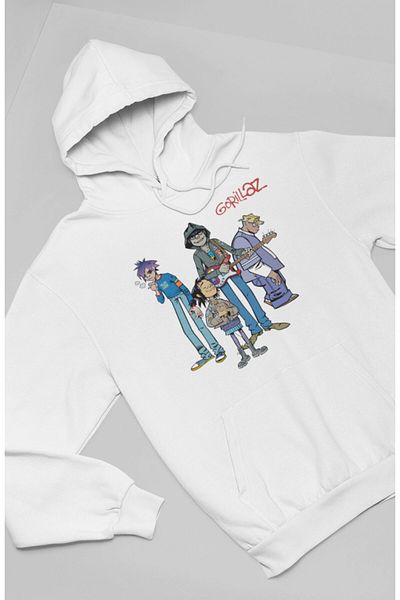 Fuddy Moda Gorillaz Printed Unisex Oversize Hooded Sweatshirt and Hoodie - Rock Music Band Design