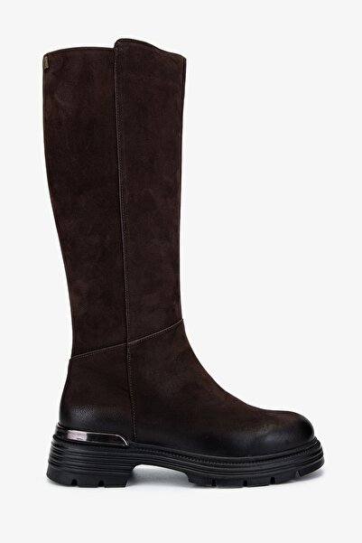 Valmenti Kadın Hakiki Deri Kahverengi Nubuk Casual Çizme