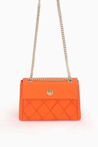 Levidor Orange Diamond Patterned Shoulder Bag - 930173